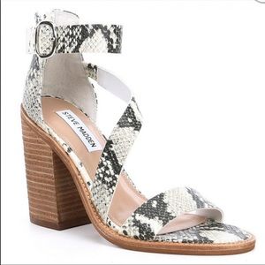 Steve Madden Collins Snakeskin Minimalist Chic Modern Contemporary Sandal Heels